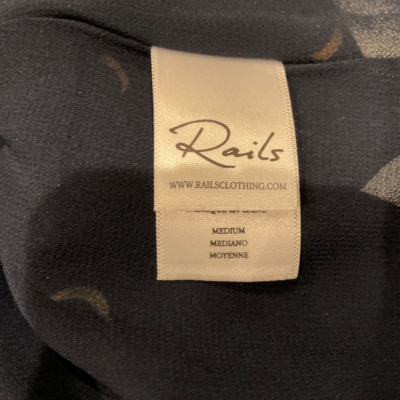 Rails Women's Silk Slip Dress Chemise Sz M Navy Gold Celestial Night Sky Whimsy - Picture 9 of 11